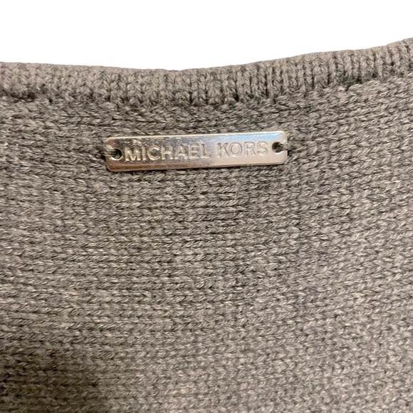 Michael Kors Women's Sweater Gray Size Small Zip Accent -hem Scoop Neck - Picture 3 of 11